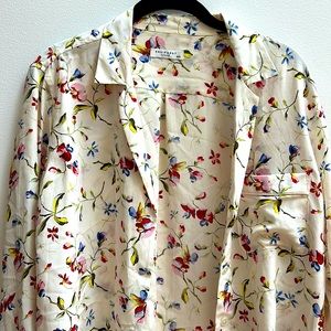 Equipment washed silk button up with pocket in floral print